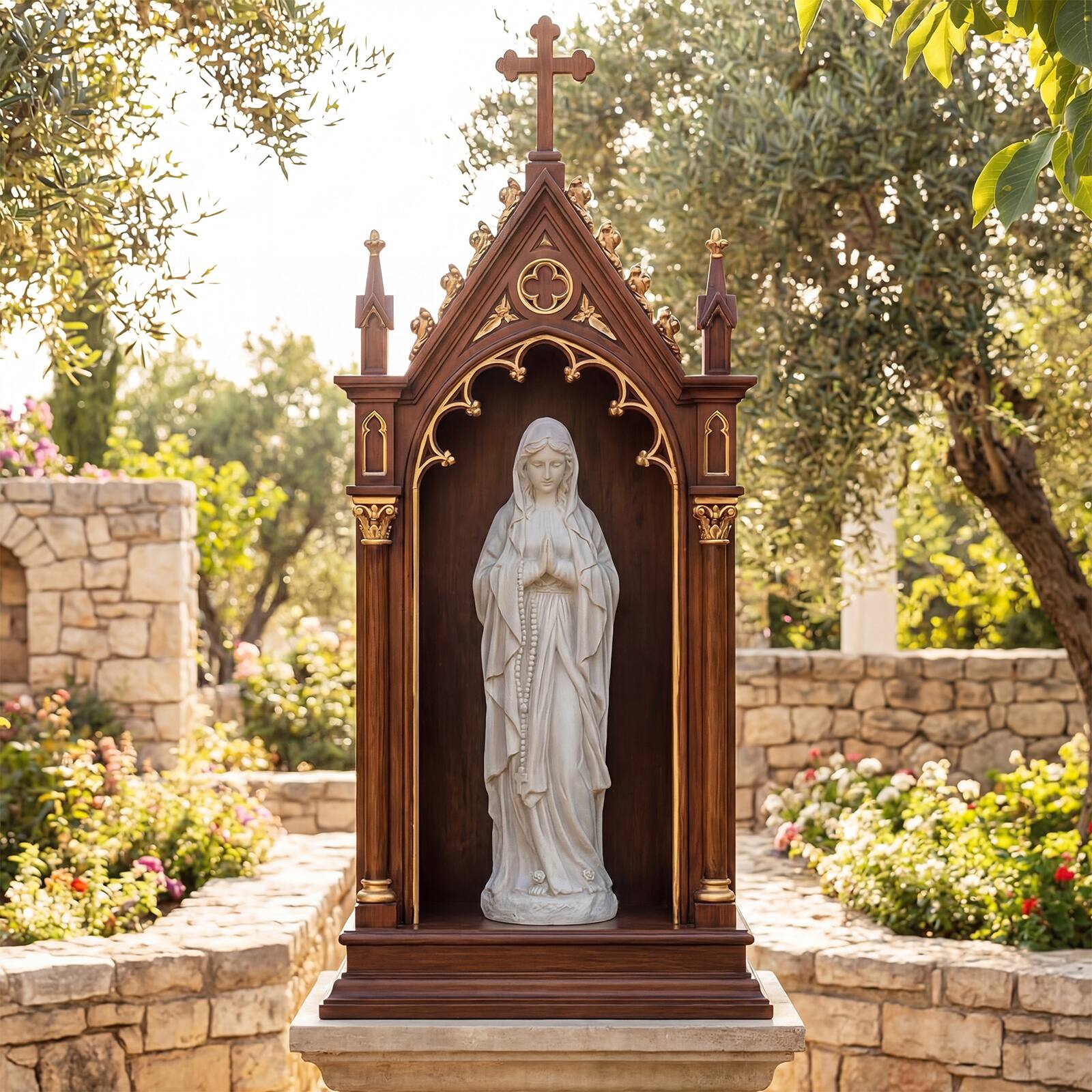 Alt View 3. Costway - Costway 29.5" Virgin Mary Statue, Our Lady of Lourdes Statue for Garden, Yard, Lawn - Gray.