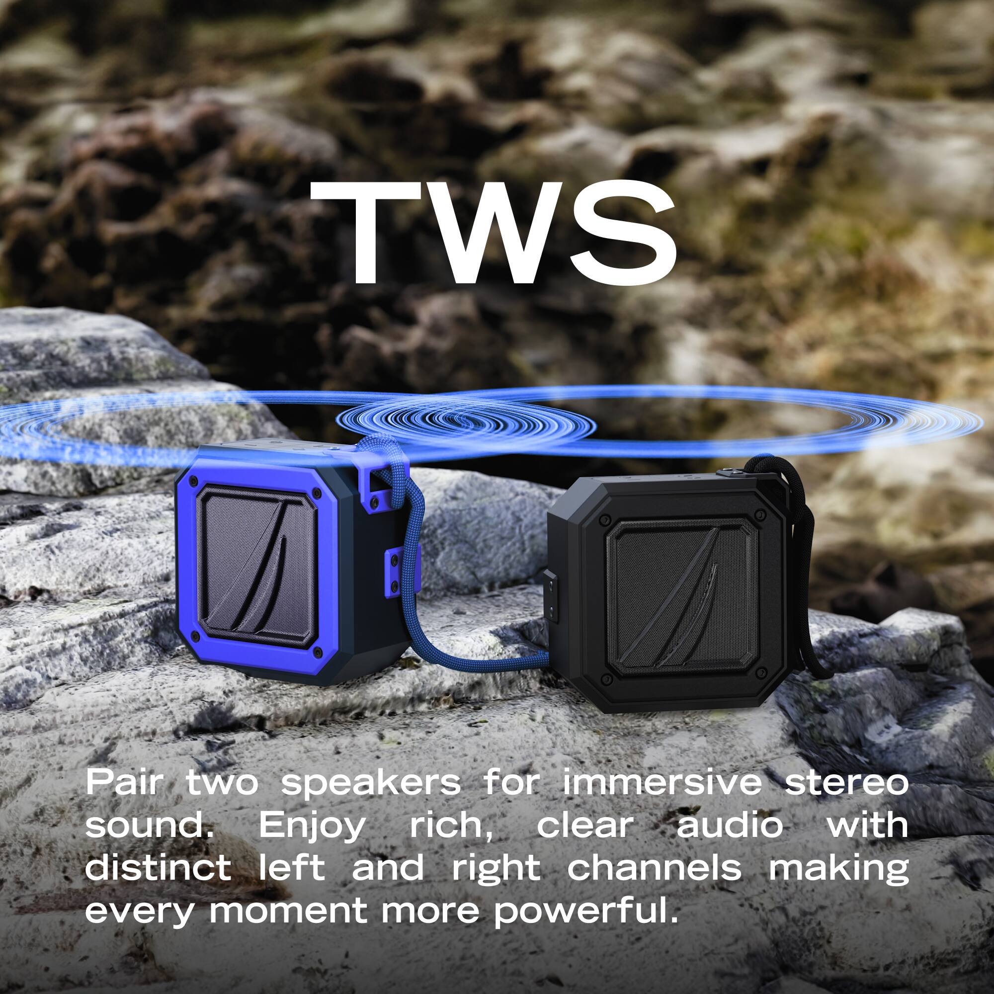 TWS

Pair two speakers for immersive stereo sound. Enjoy rich, clear audio with distinct left and right channels making every moment more powerful.
