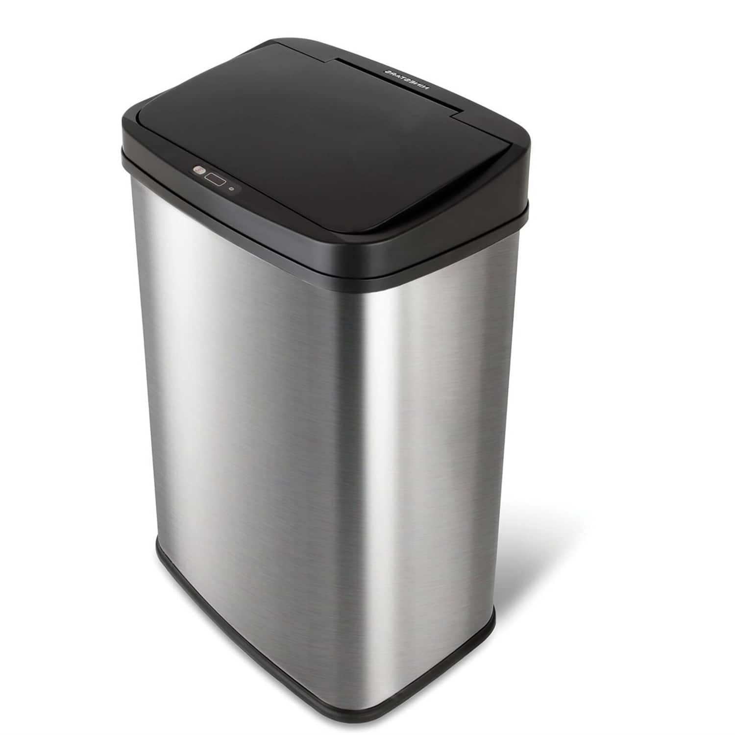 Hivvago - Black Top 13-Gallon Stainless Steel Kitchen Trash Can with Motion Sensor Lid - Silver/Black