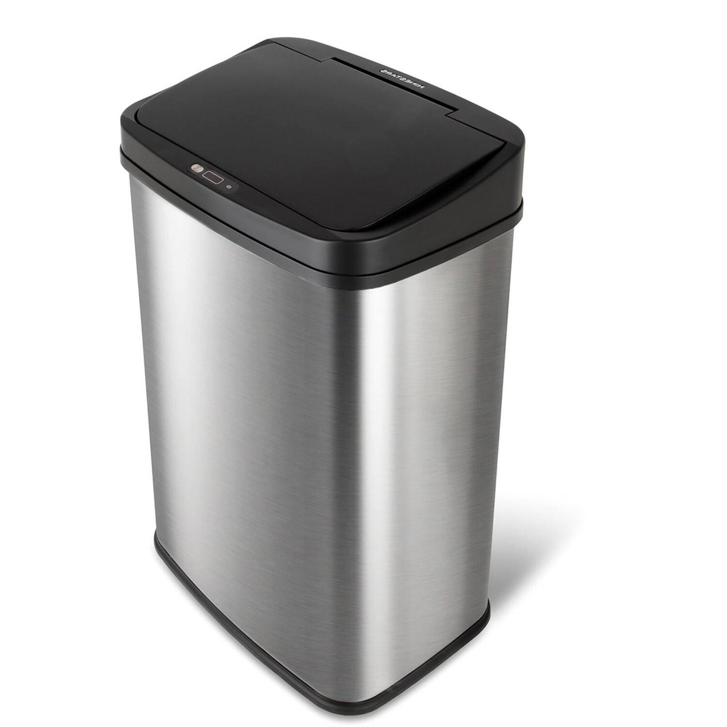 Hivvago - Black Top 13-Gallon Stainless Steel Kitchen Trash Can with Motion Sensor Lid - Silver/Black