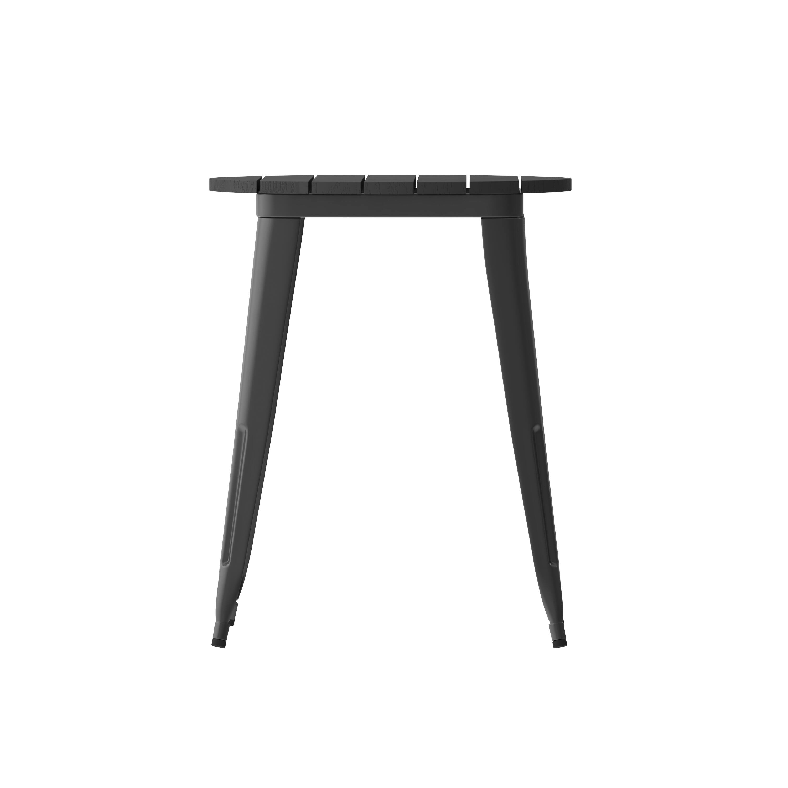 Alt View 7. Emma + Oliver - Drew Indoor/Outdoor Dining Table, 23.75" Round All Weather Poly Resin Top with Steel Base - Black Top/Black Frame.