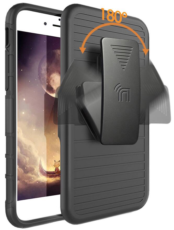Alt View 3. Nakedcellphone - Combo for iPhone SE (2022, 2020), iPhone 8 - Ring Grip/Stand Case and Belt Clip Holster - Black.