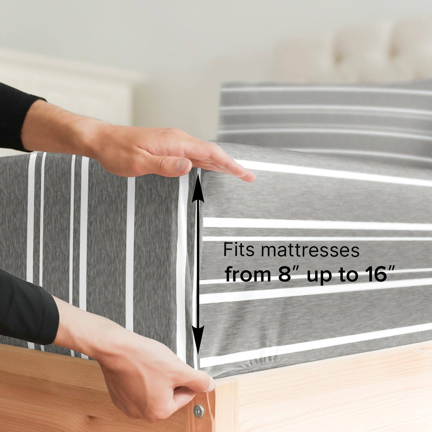 Fits mattresses from 8" up to 16"