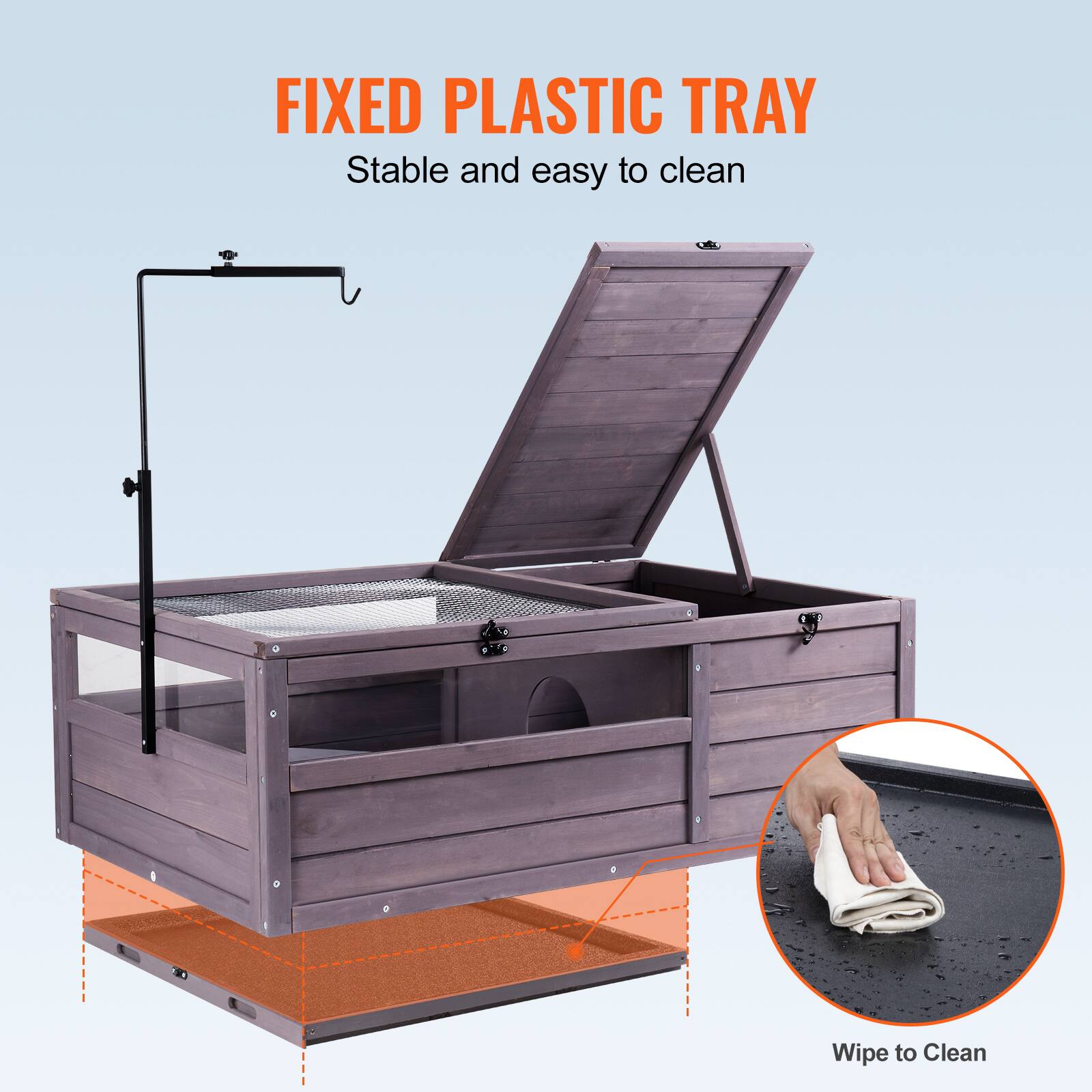 FIXED PLASTIC TRAY  
Stable and easy to clean  

Wipe to Clean
