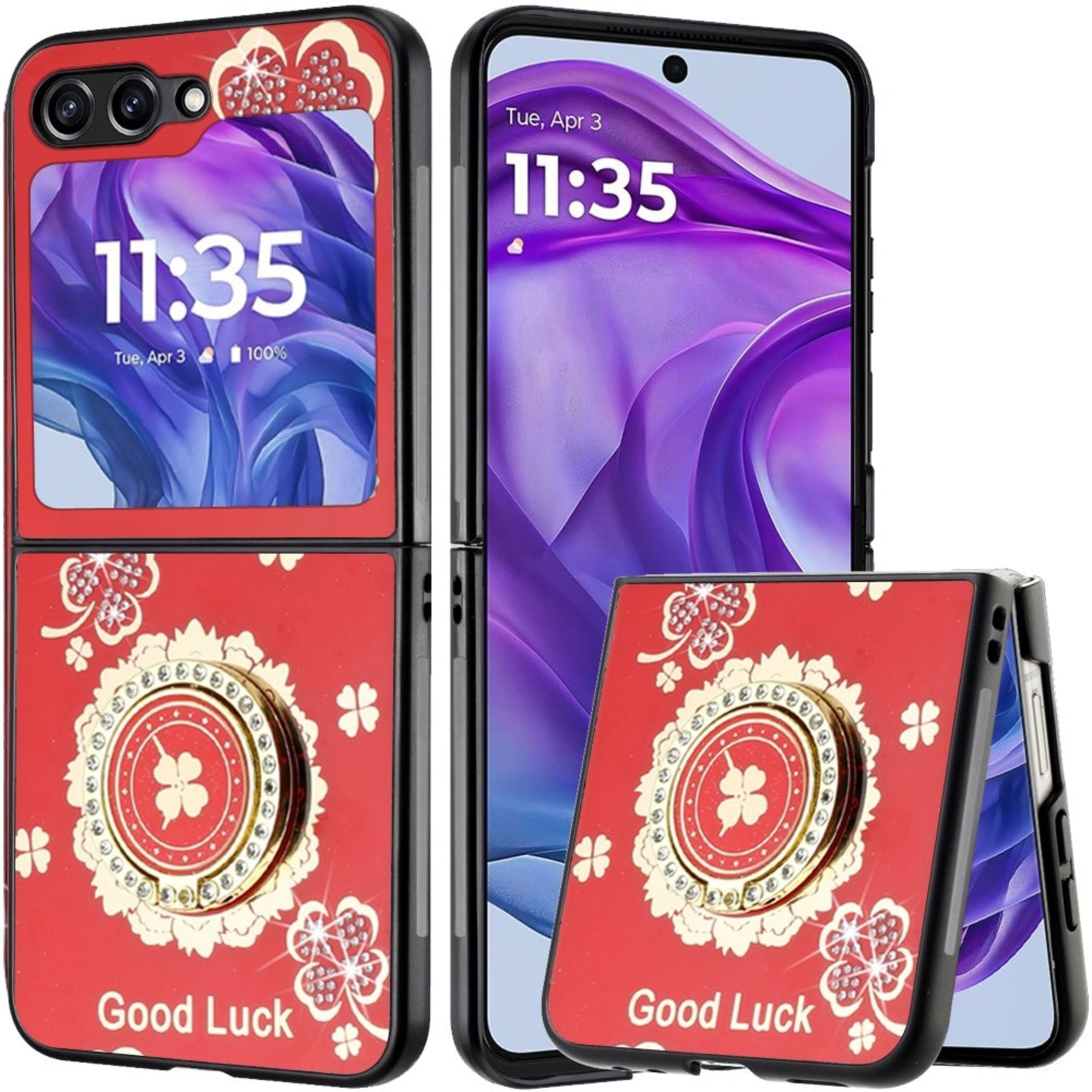 Kitcheniva - Glamorous Diamond Glitter Charm Case For Motorola Razr 2024 / 2025 Good Luck Floral - Red price history on PriceWatchPro