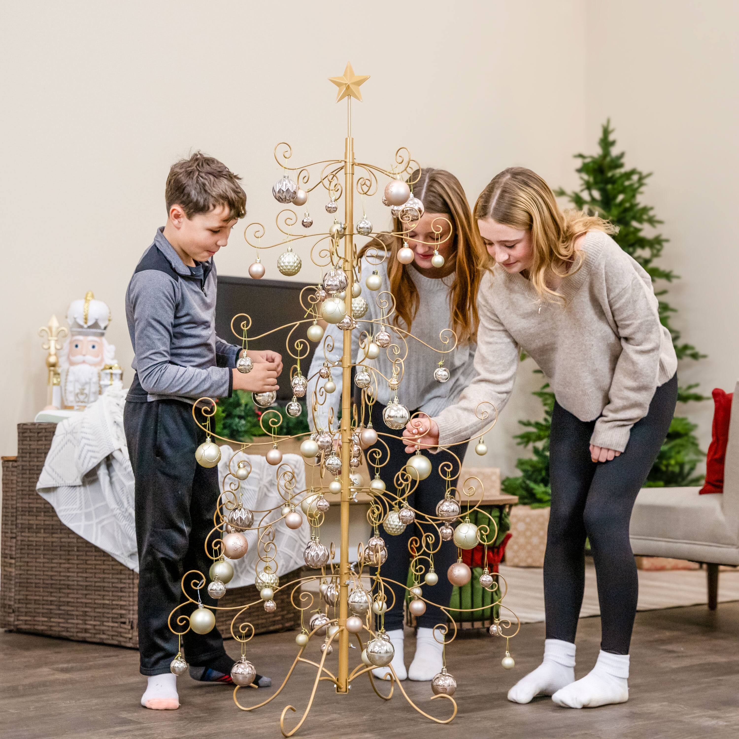 Alt View 4. Sunnydaze - Winter Wonderland 100-Piece Assorted Ornament - Rose Gold and Champagne.