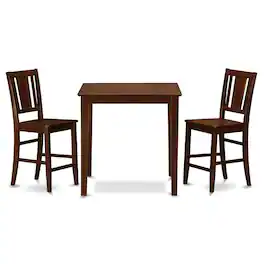 East West Furniture - 3 Pc Counter height Table-pub Table and 2 dinette Chairs - Mahogany