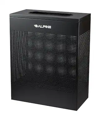 Front. Alpine Industries - 23 Gallon Stainless Steel Square Perforated Indoor Trash Can - Black.