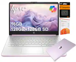 HP - Upgraded - 14" Ultra-Light Laptop - Intel Processor N150 2025 - 16GB Memory - 256GB storage(128GB UFS+128GB Card) - Windows 11 - Honey Lavender