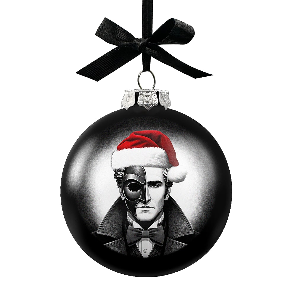 Front. OrnamentallyYou - The Phantom of the Opera Christmas Spooky Portrait Glass Ornament Black Horror Halloween Tree Decor - Multi-colored.