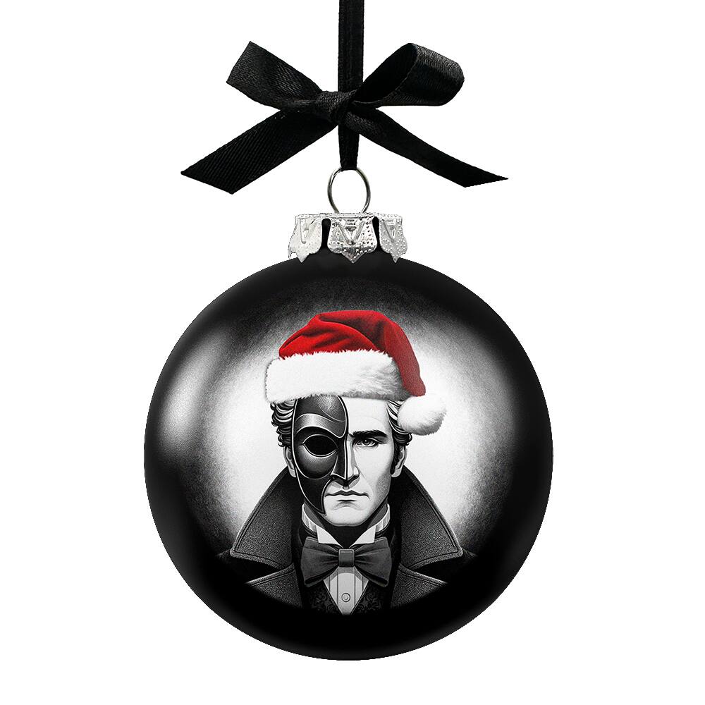 Front. OrnamentallyYou - The Phantom of the Opera Christmas Spooky Portrait Glass Ornament Black Horror Halloween Tree Decor - Multi-colored.
