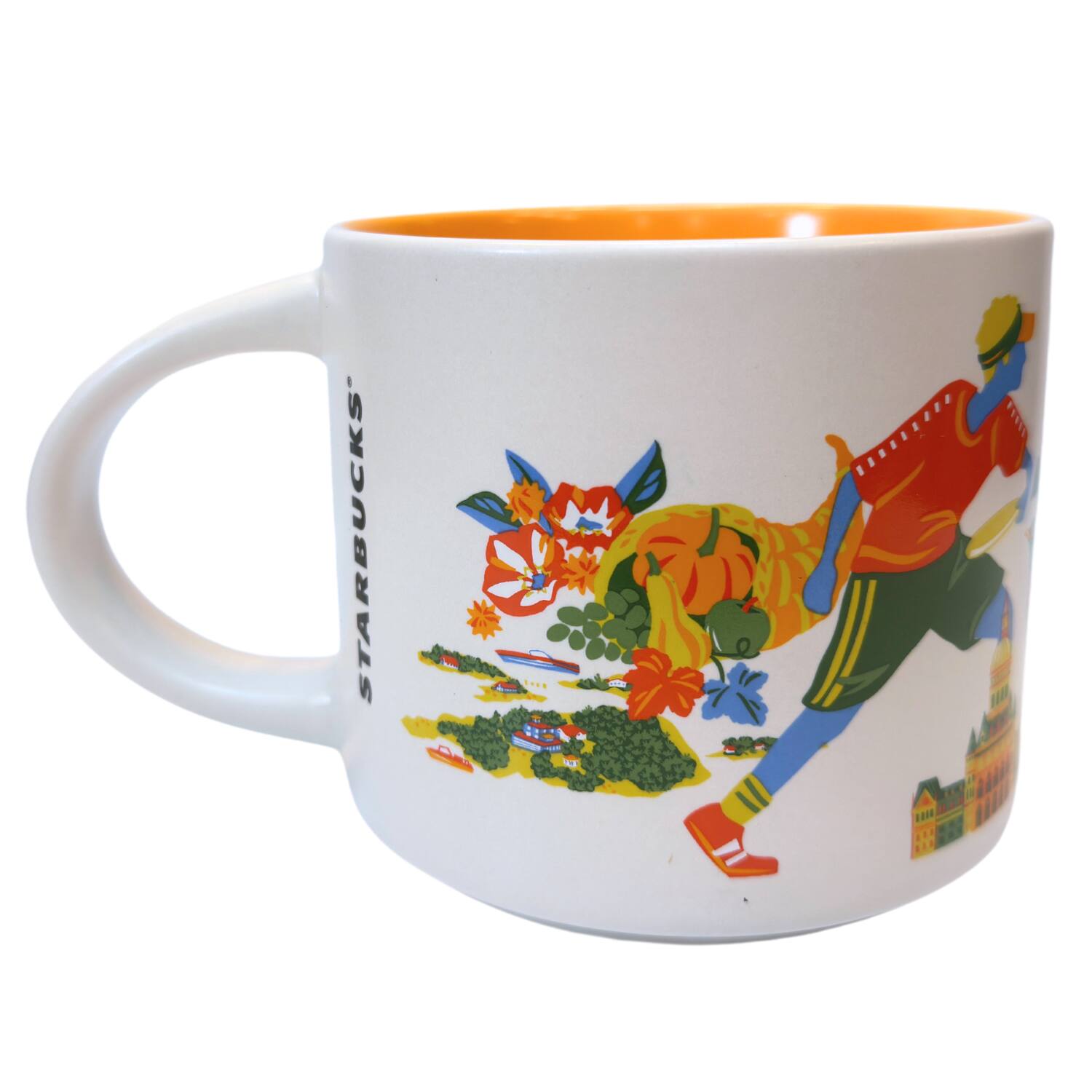 Left. Starbucks - Starbucks Discovery Series Connecticut Ceramic Mug, 14 Oz - Orange.