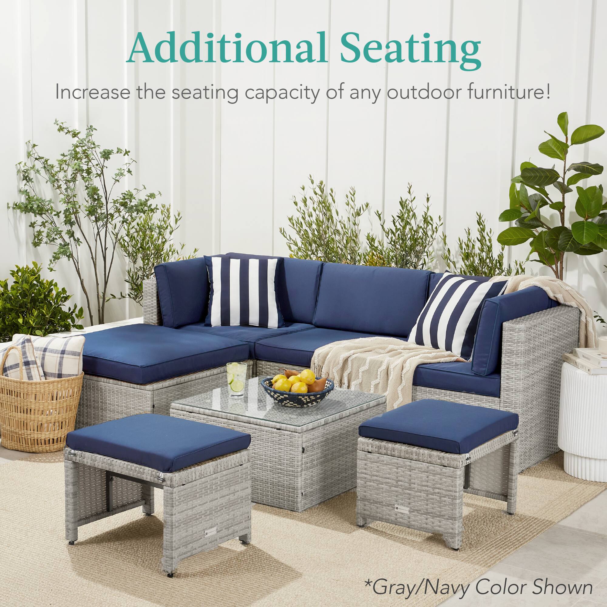 Additional Seating  
Increase the seating capacity of any outdoor furniture!  

*Gray/Navy Color Shown