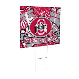 Evergreen Enterprises - Ohio State Buckeyes 24" x 18" Happy Holidays Christmas Outdoor Staked Yard Sign - Multicolor