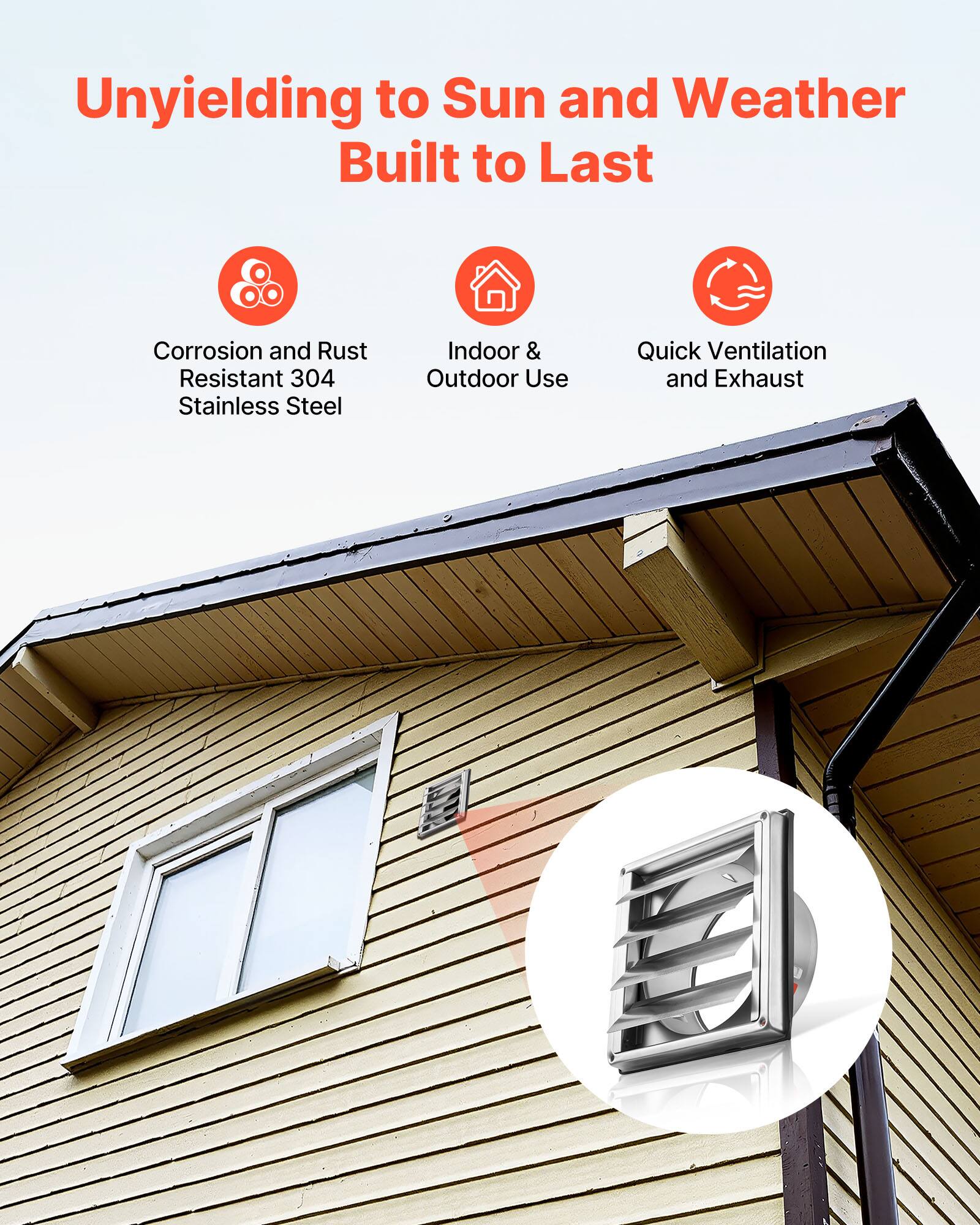 Unyielding to Sun and Weather  
Built to Last  

- Corrosion and Rust Resistant 304 Stainless Steel  
- Indoor & Outdoor Use  
- Quick Ventilation and Exhaust