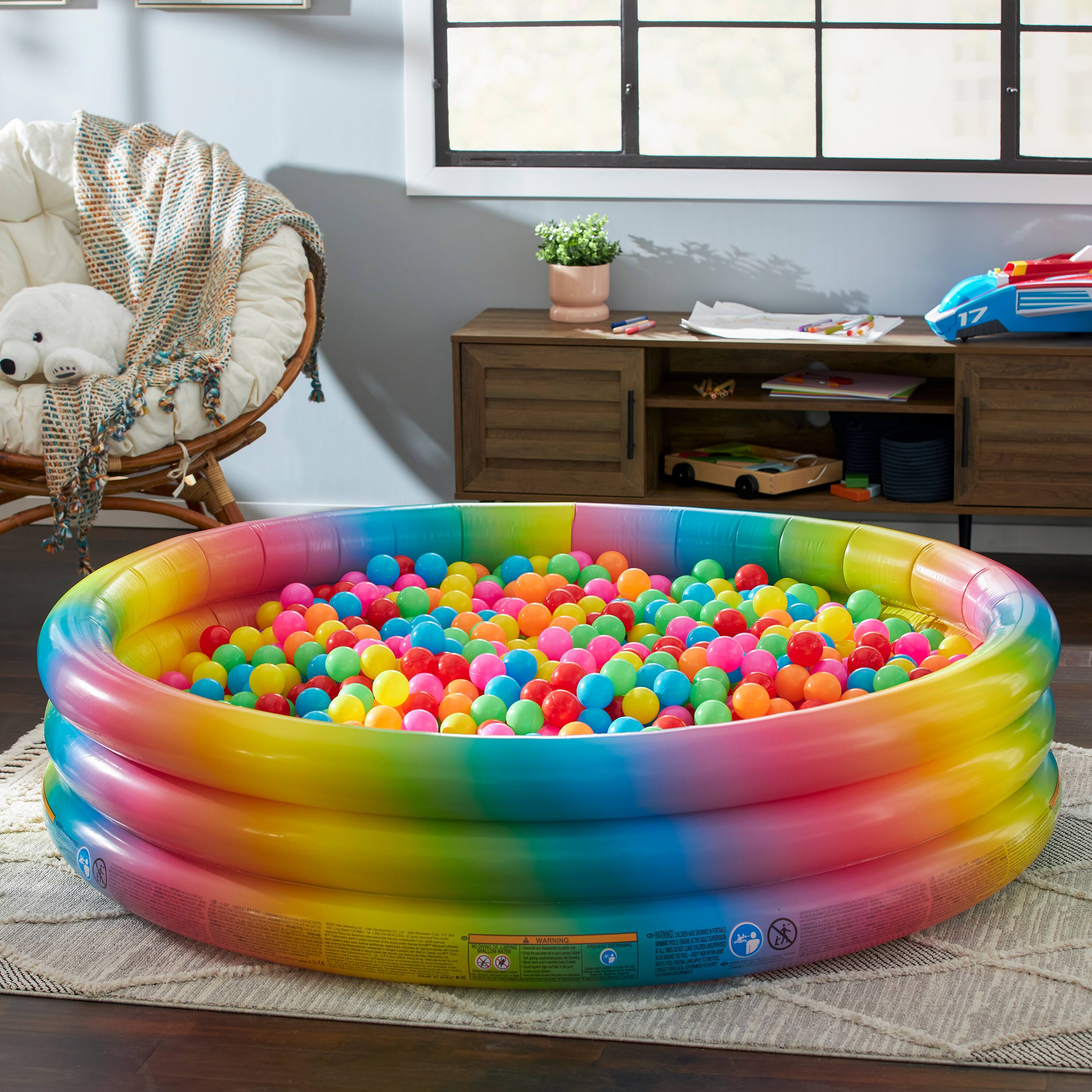 Alt View 1. Intex - Intex 58449EP Rainbow Ombre 3 Ring Round Inflatable Kids Outdoor Swimming Pool.