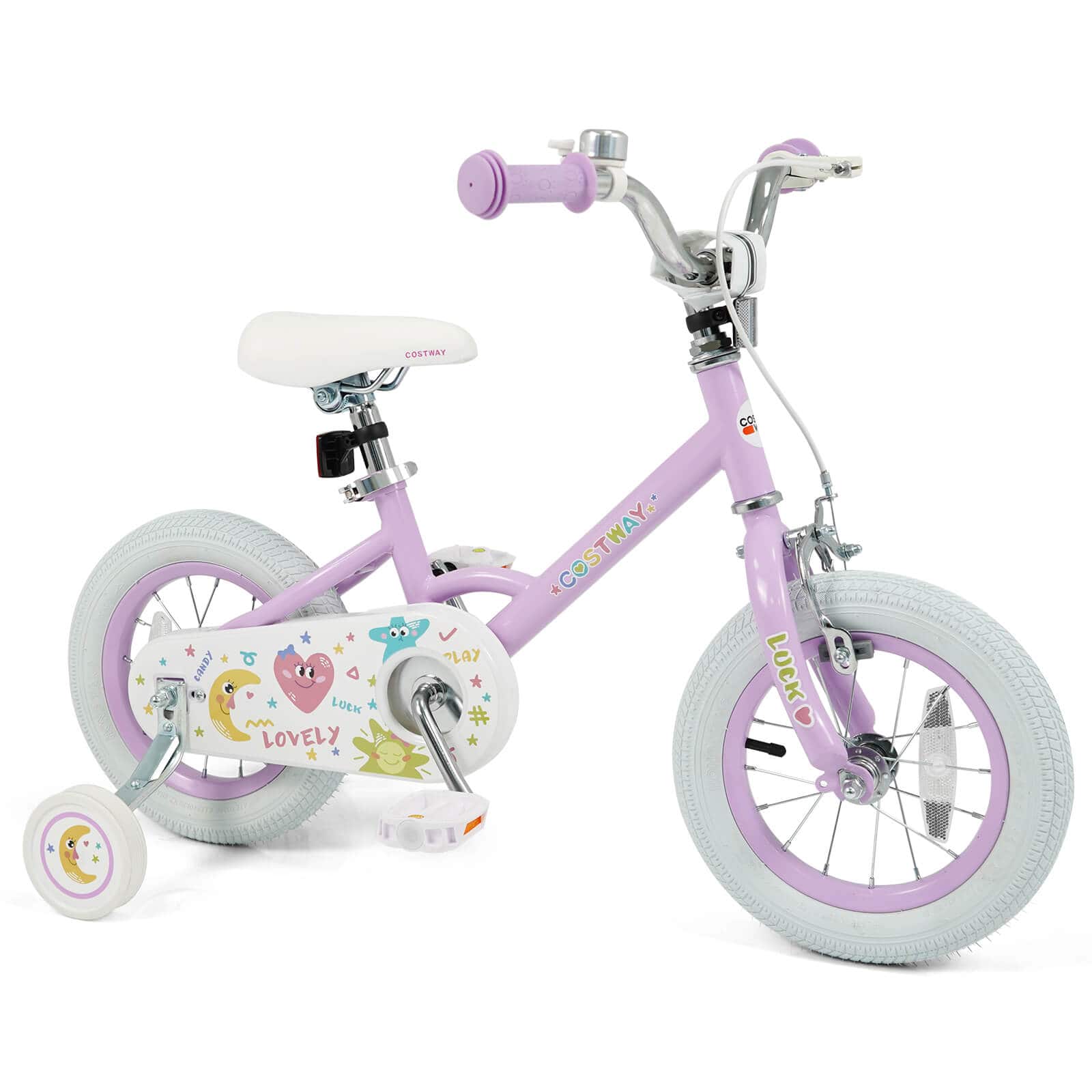 Costway - 12 Inch Kids Bike for Girls Boys Age 3-8 Years with Training Wheels, Coaster Brake - Purple price history on PriceWatchPro