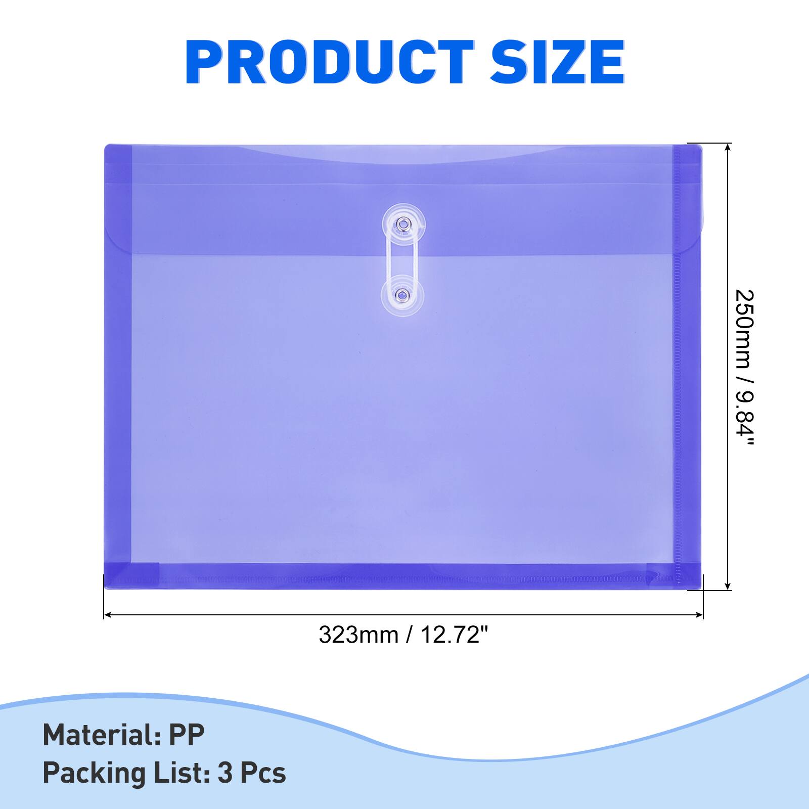 PRODUCT SIZE  
250mm / 9.84"  
323mm / 12.72"  
Material: PP  
Packing List: 3 Pcs