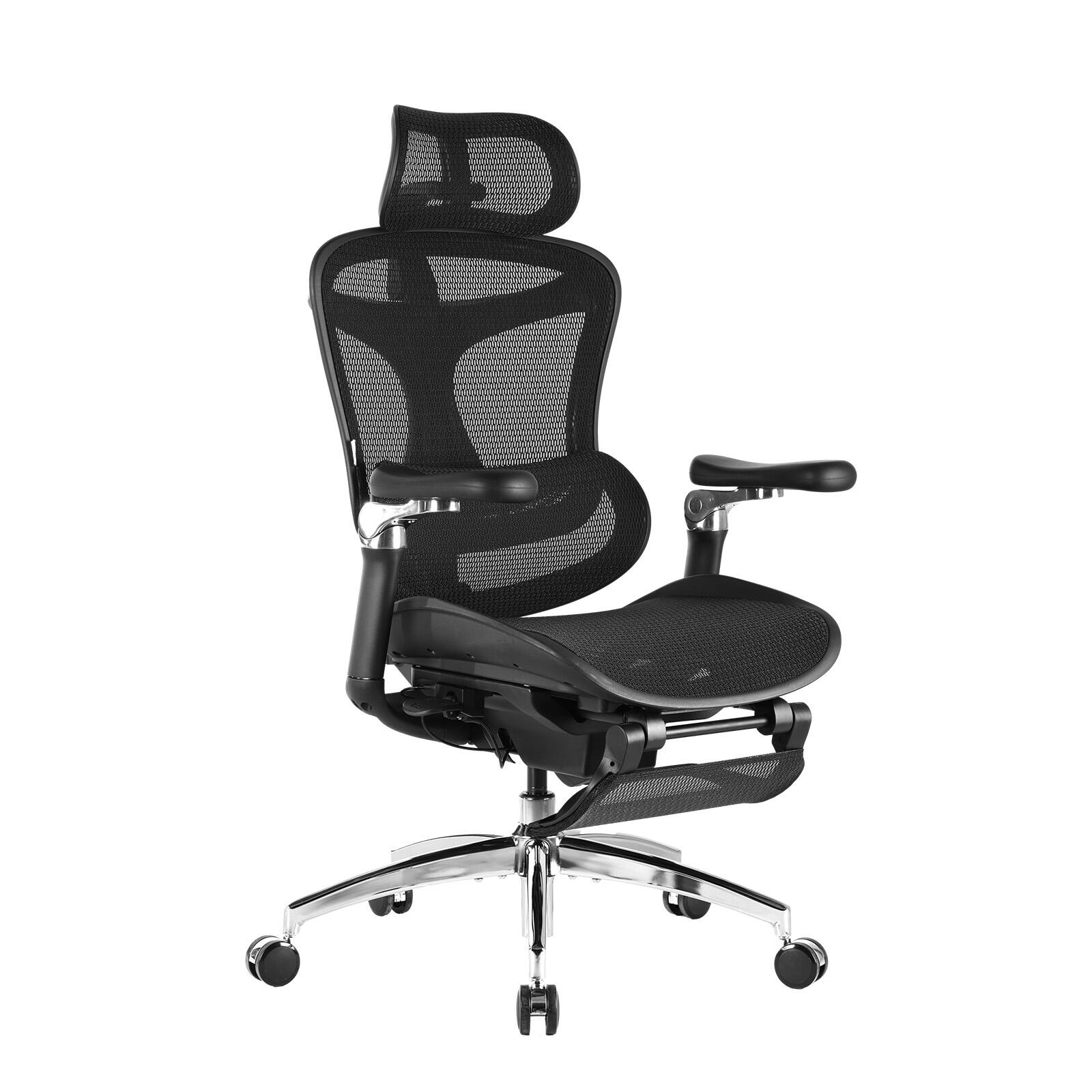 Angle. SIHOO - C300 Computer Chair with Footrest，Gaming Chair with Soft 4D Armrests, Dynamic Lumbar Support and Swivel Office Chair - Basic - Black.