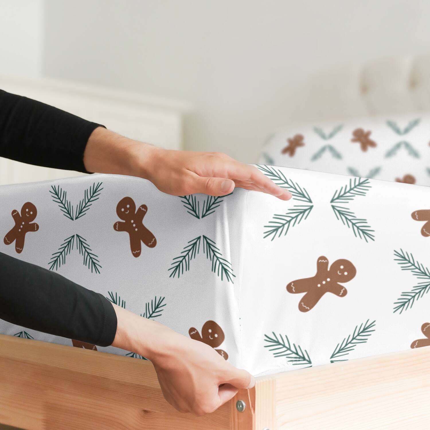 Back. CGK Linens - 4 Piece Christmas Pattern Sheet Set - Soft, Wrinkle-Resistant Holiday Bedding - Full - Ginger.