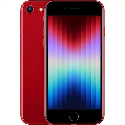 Front. Apple - iPhone SE (3rd Gen) A2595 (Fully Unlocked) 128GB - Red.
