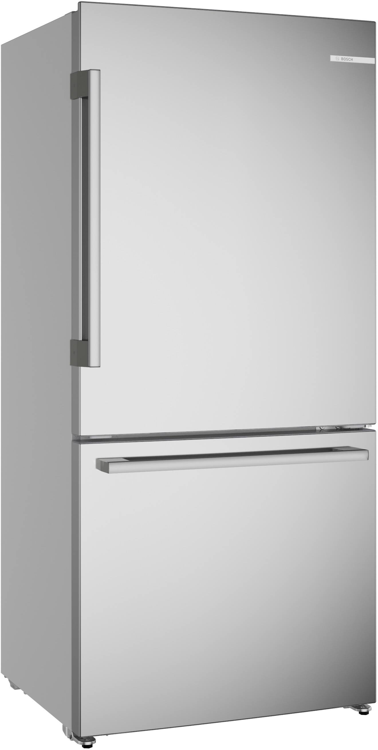 Angle. Bosch - 100 Series 17.2 Cu. Ft. Bottom-Freezer Built-In Refrigerator with Ice in Fingerprint Resistance - Stainless Steel.