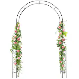 Gymax - Metal Garden Arch 7.9 FT Backdrop Stand for Various Climbing Plants Party - Black