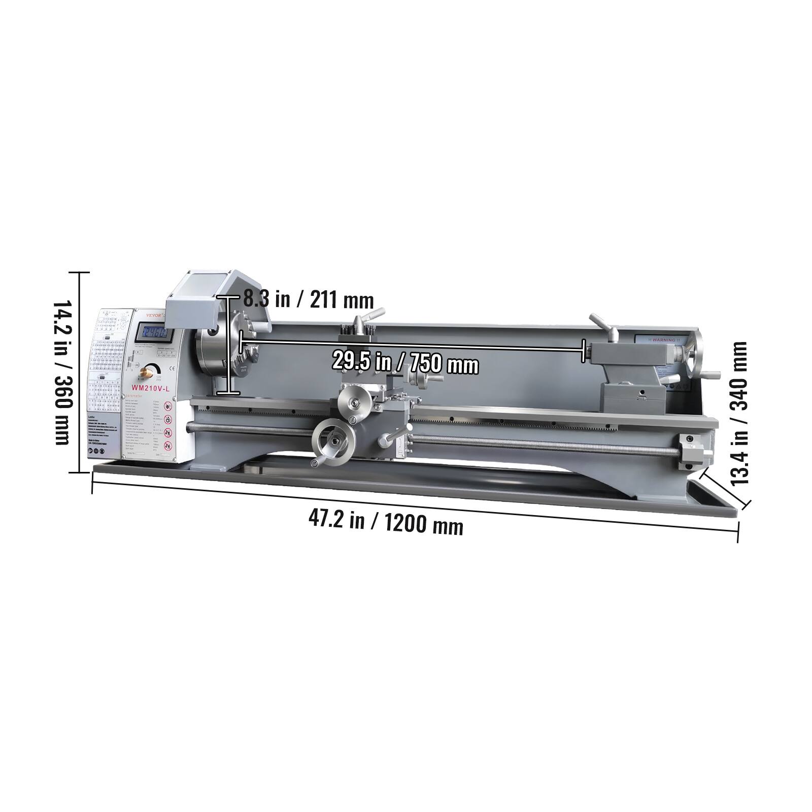 14.2 in / 360 mm  
00$  
VIEW PRESO ALL X WM210V-L  
8.3 in / 211 mm  
29.5 in / 750 mm  
47.2 in / 1200 mm  
MARVAC  
340 mm / 13.4 in