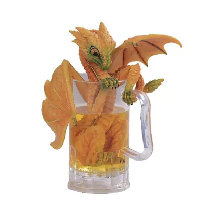 Front. Pacific Trading - Drinks and Dragons Series Winged Dragon in Beer Mug Resin Figurine by Stanley Morrison 7.5 inch.
