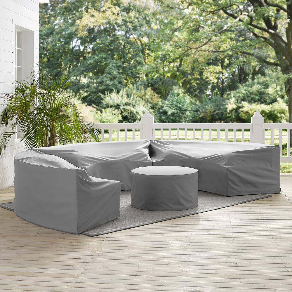 Alt View 2. Crosley Furniture - Catalina 4Pc Outdoor Furniture Cover Set, 3 Round Sectional Sofas & Coffee Table - Gray.