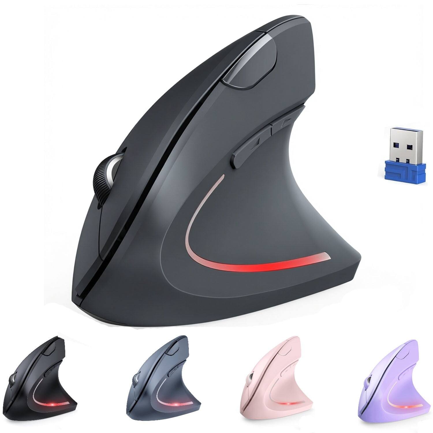 Front. TECKNET - TECKNET Ergonomic Mouse, 4800 DPI Wireless Bluetooth Vertical, 3-Device - Grey.