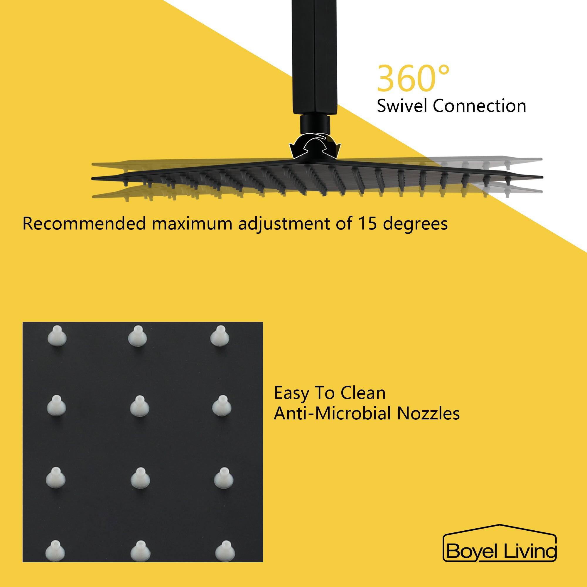 Swivel Connection, Recommended maximum adjustment of 15 degrees, Easy To Clean, Anti-Microbial Nozzles, Boyel Living