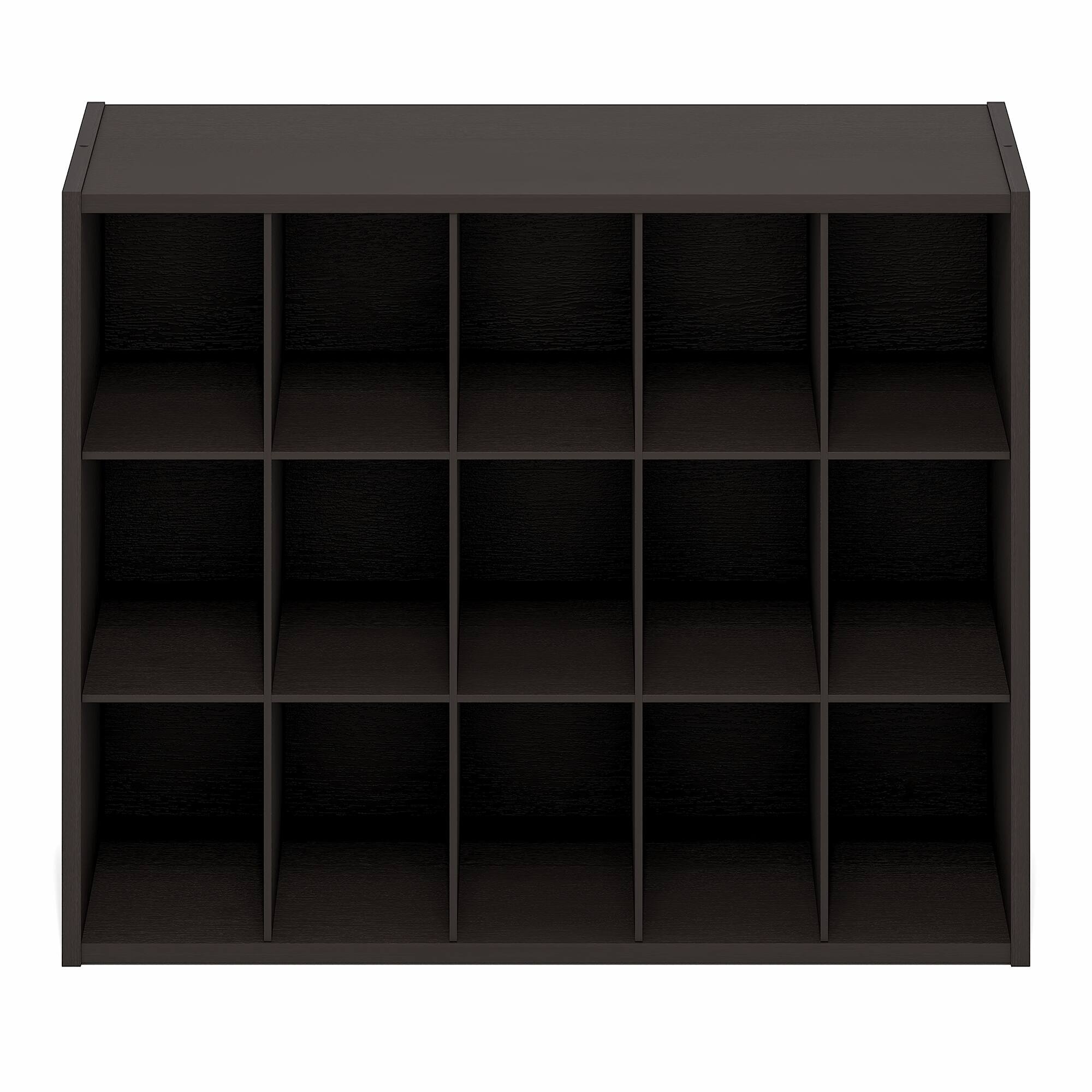 Alt View 5. Furinno - FANO Stackable Shoe Storage, Shoe Rack, 15-Cube Shoe Organizer, for Closet Entryway, Office, Garage - Black Dark Oak.