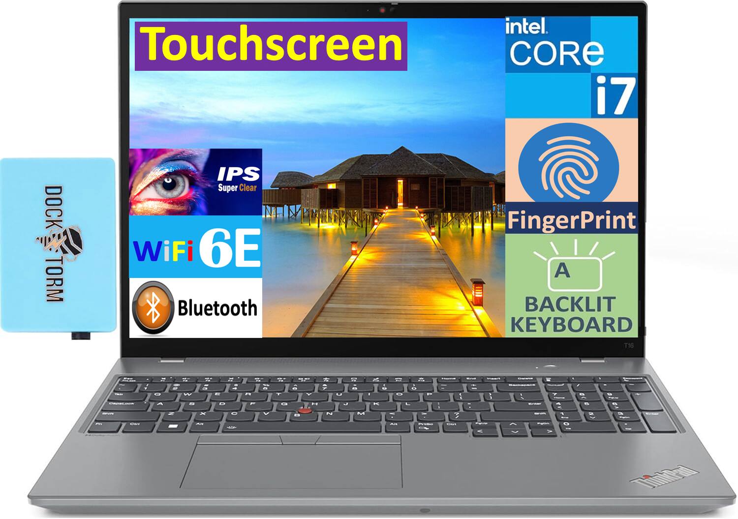 Lenovo - T16 Gen 2 Laptop 16.0 WUXGA (Intel i7-1355U, 32GB DDR5, 1TB PCIe SSD, Intel UHD, Win 11 Pro) w/USB Hub - Storm Grey