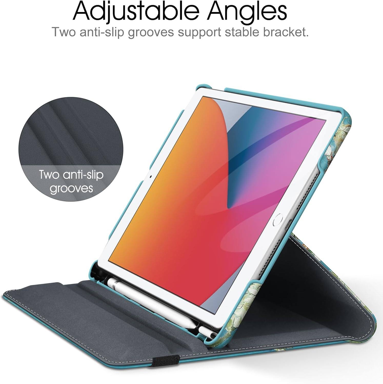 Adjustable Angles  
Two anti-slip grooves support stable bracket.  
Two anti-slip grooves