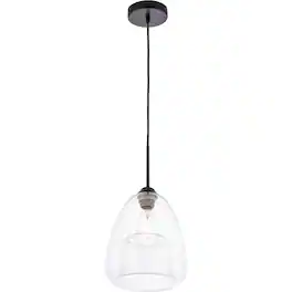 Living District - Kason 1 light pendant - Black And Clear Glass