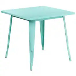 Flash Furniture - Felix Commercial Grade 31.5" Square Mint Metal Indoor-Outdoor Table - Green