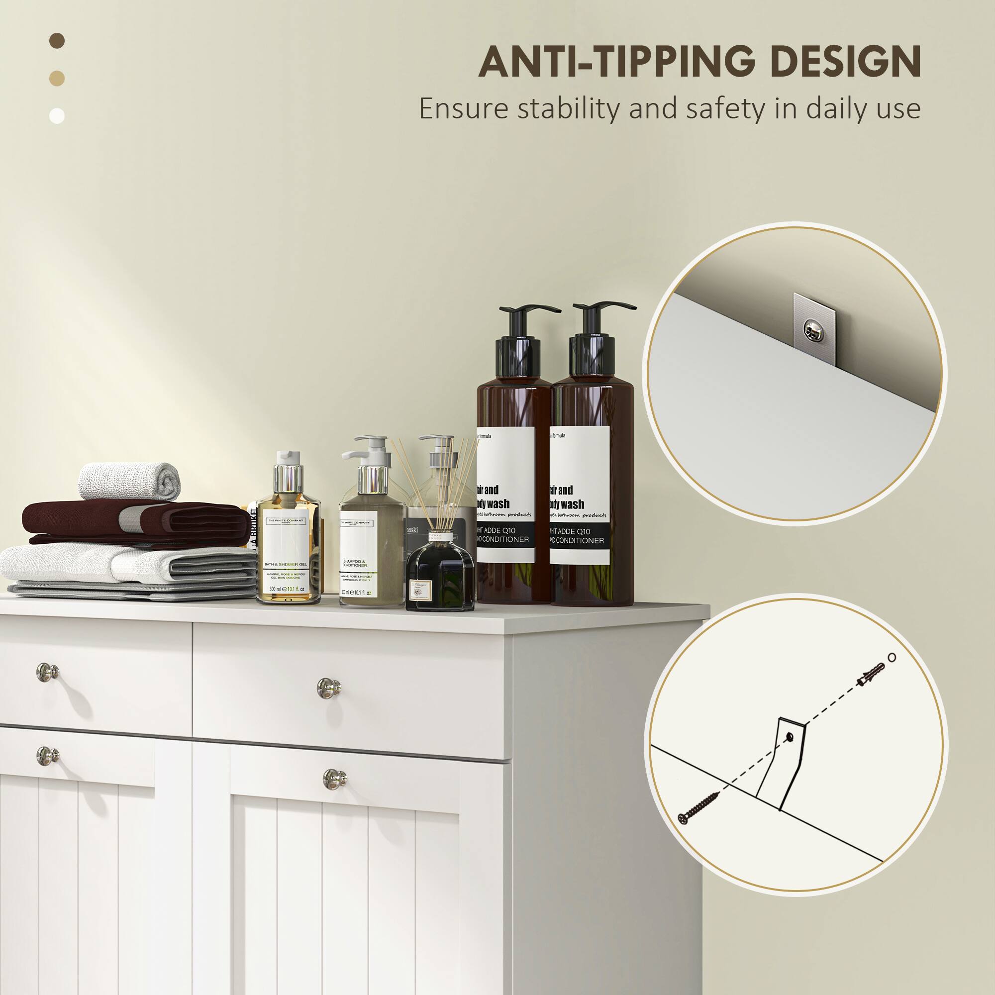 ANTI-TIPPING DESIGN Ensure stability and safety in daily use - I and  wash - 2 and i wash - i - NAE Cnc - 0O CONDITIONER CONDTIONER a ed - O i a