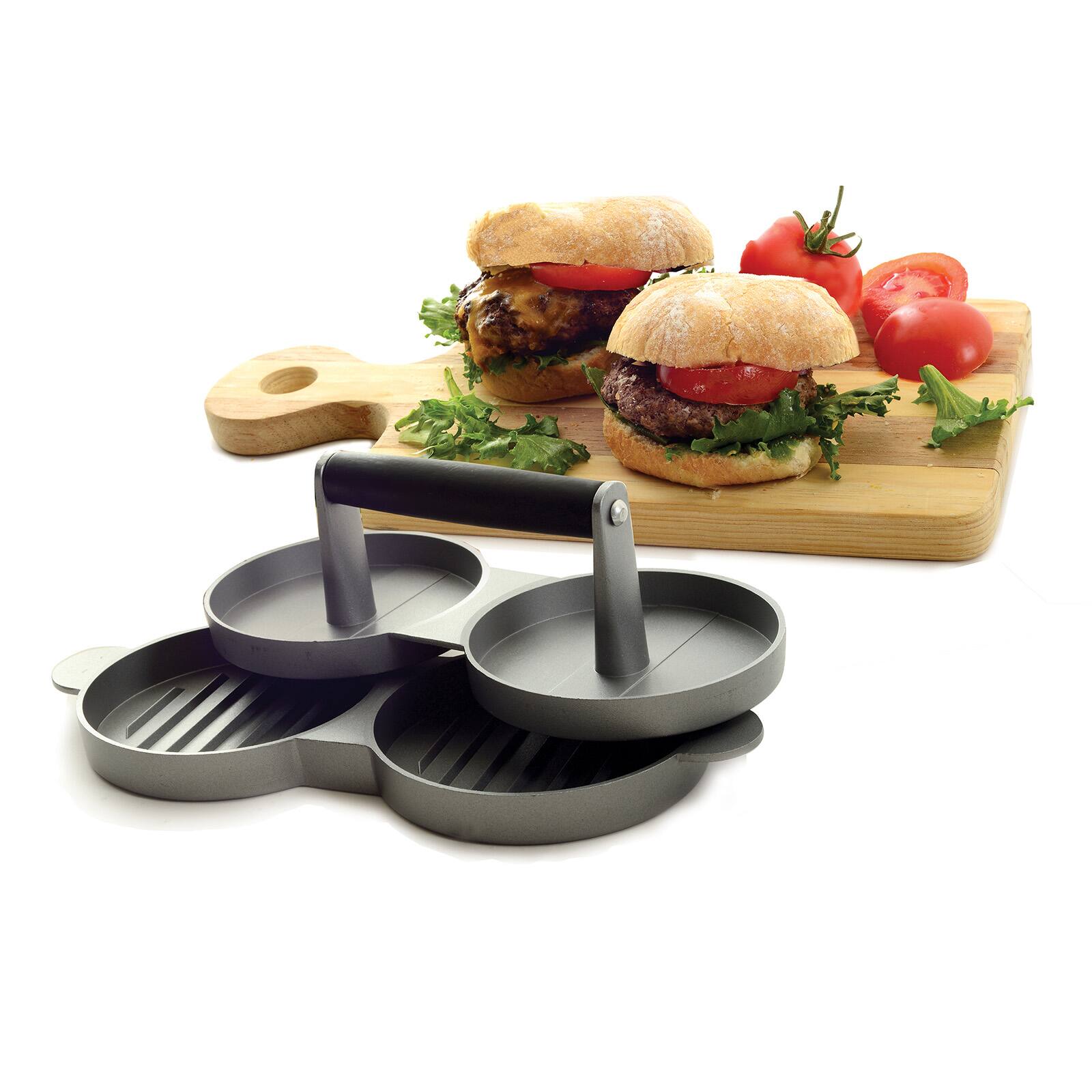 Alt View 4. Norpro - Nonstick Cast Aluminum Double Hamburger Press - Silver.