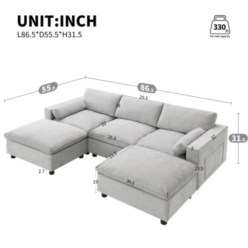 UNIT: INCH  
L86.5 * D55.5 * H31.5  
330 lb Per seat capacity