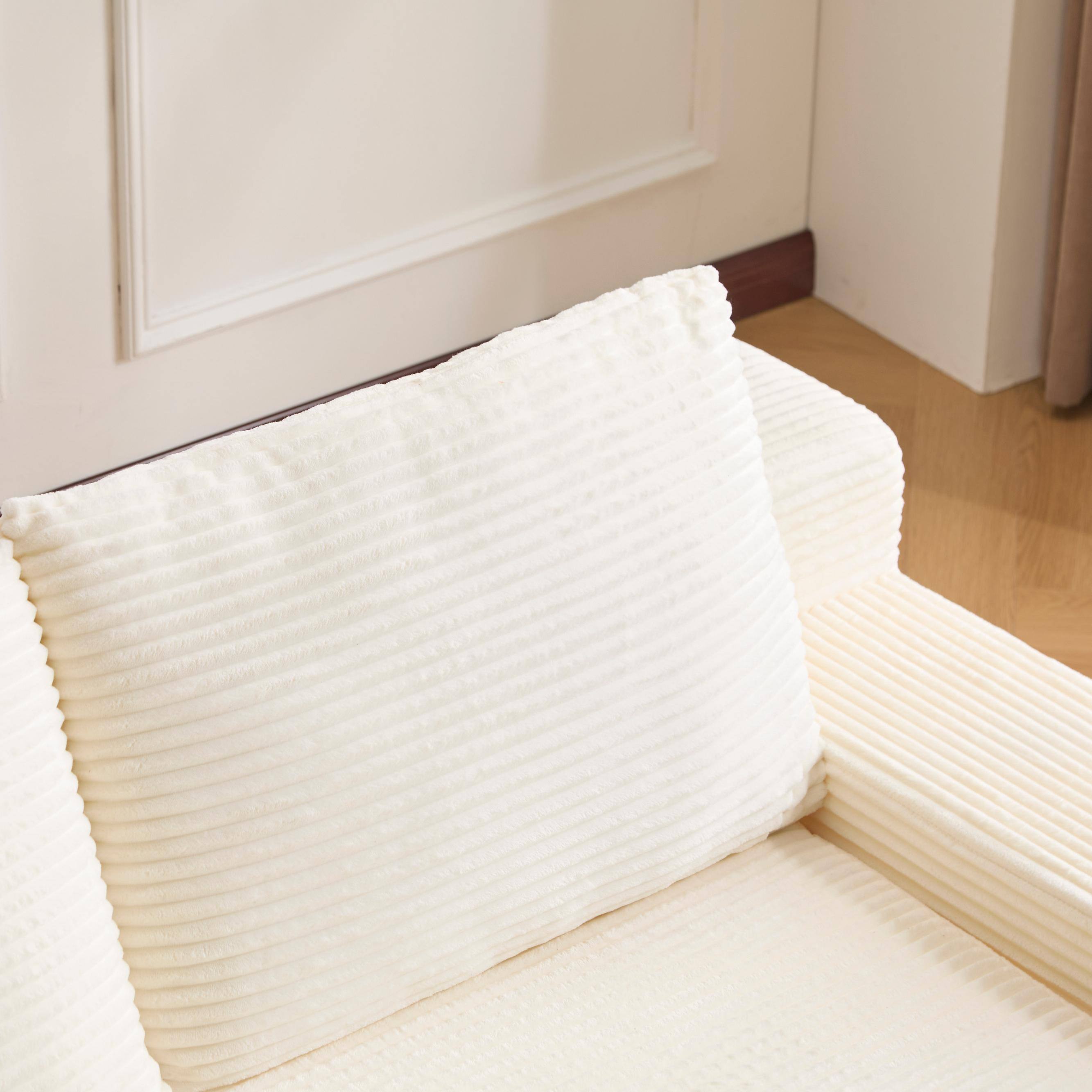 Alt View 3. Anysun - Loveseat Sofa Bed - Deep-Seat Corduroy Couch with Reversible Cushion & Pillows, No Assembly - White.