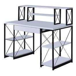 Manhattan Lane - Industrial Style Desk with 4 Open Selves and Bookcase Hutch - White