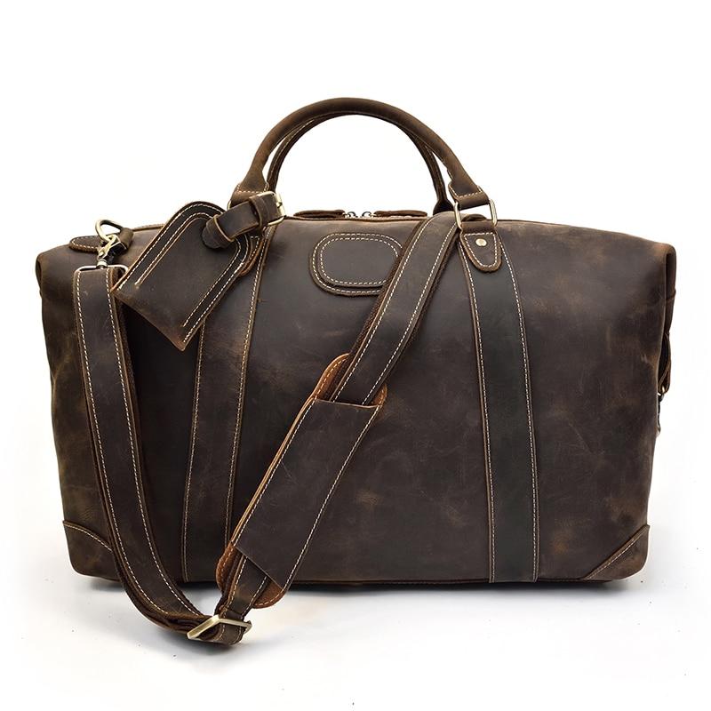 Alt View 8. Steel Horse Leather - The Eira Duffle Bag | Vintage Leather Weekender - Dark Brown.