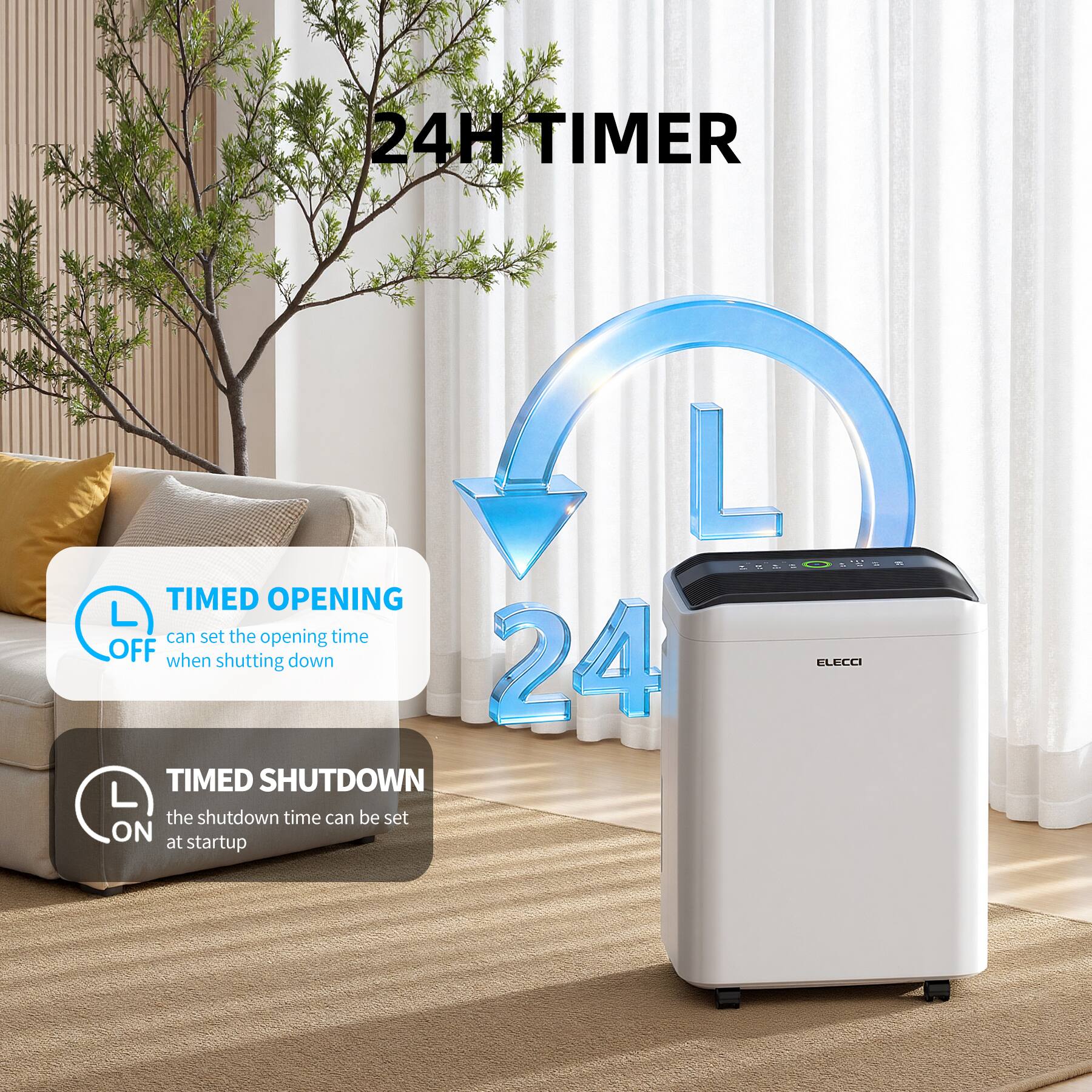 24H TIMER

TIMED OPENING
can set the opening time when shutting down

TIMED SHUTDOWN
the shutdown time can be set at startup