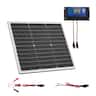 VEVOR - 50W 12V Solar Battery Charger Maintainer, Mono Solar Panel Trickle Battery Charger with Upgraded MPPT Controller - White
