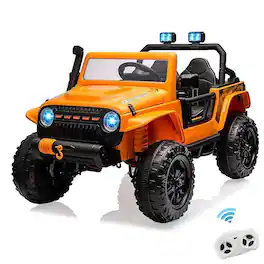 Maxxis Merch - 24V Ride On Car for Kids, 2 Seater Electric Truck with Remote Control, 4x45W Powerful Engine, 4WD/2WD Switchable - Orange