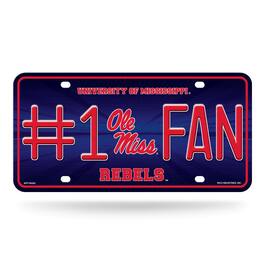 Rico Industries - Mississippi Ole Miss Rebels #1 Fan Metal License Plate Auto Tag - Multi