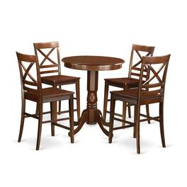 East West Furniture - 5 Pc counter height Dining set-pub Table and 4 Dining Chairs - Mahogany