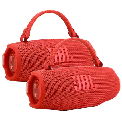 Front. JBL - 2x JBL Charge 6 Portable Waterproof Bluetooth Speaker (Red) - Red.