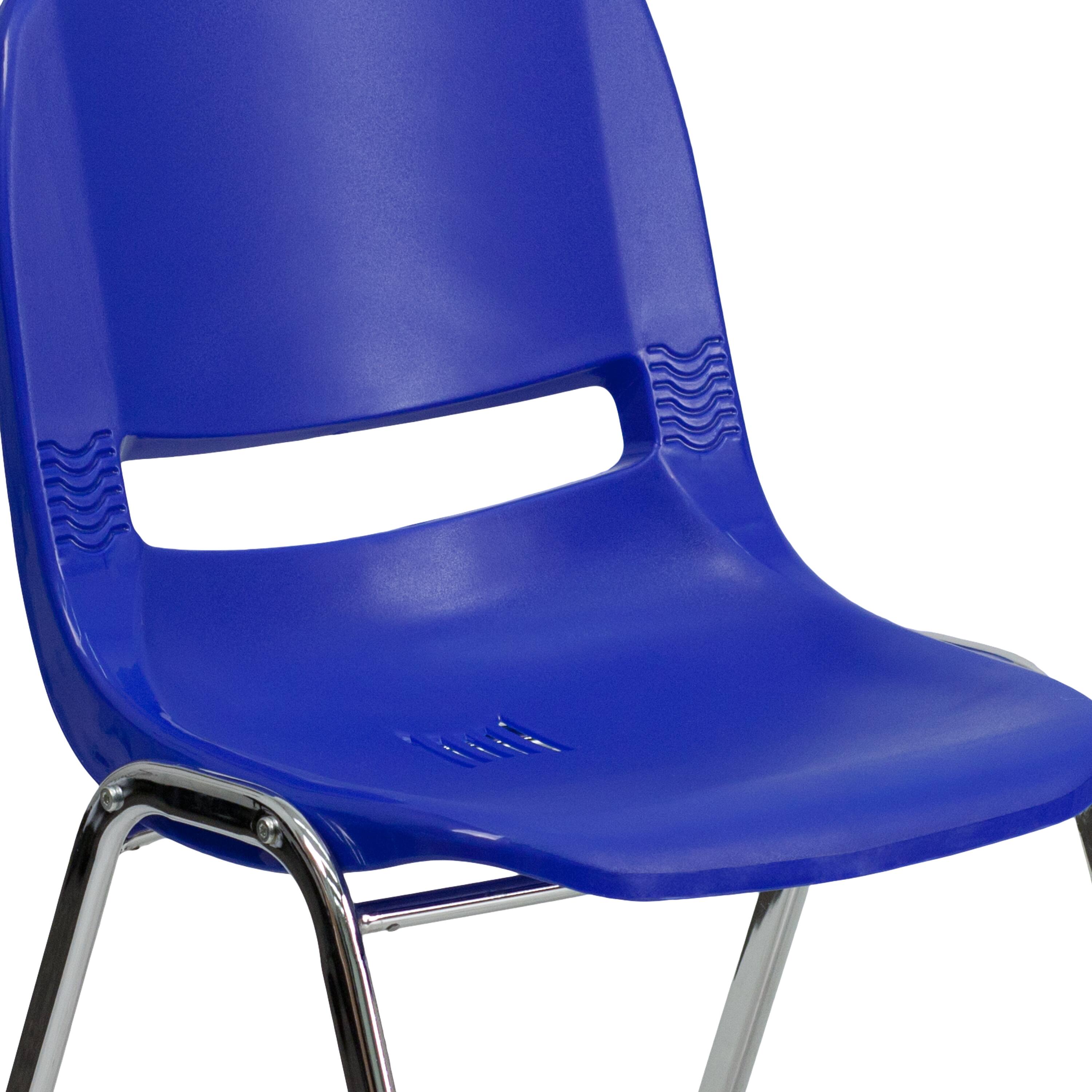 Alt View 10. Emma + Oliver - Ergonomic Shell Stack Chair - 16" Seat Daycare Home School - Navy Plastic/Chrome Frame.